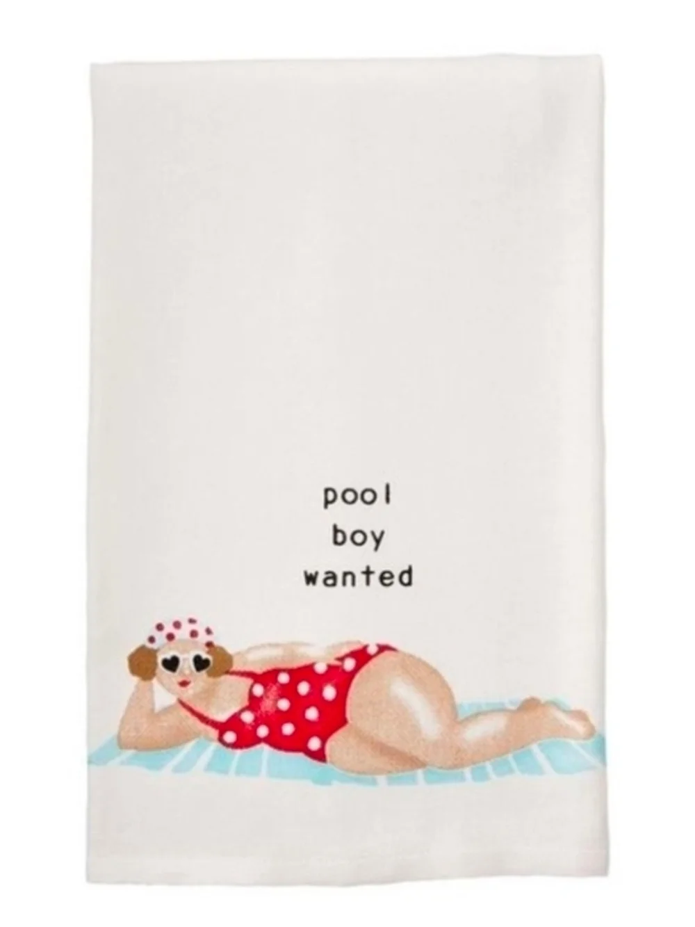 Pool Boy Wanted Towel with Retro Design Curvy Girl Beach Pinup